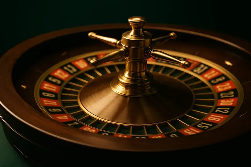 Close-up of live roulette wheel spinning in elegant casino lighting